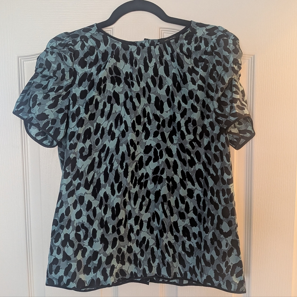 Marc Jacobs Black and Blue/Green Leopard Print Blouse